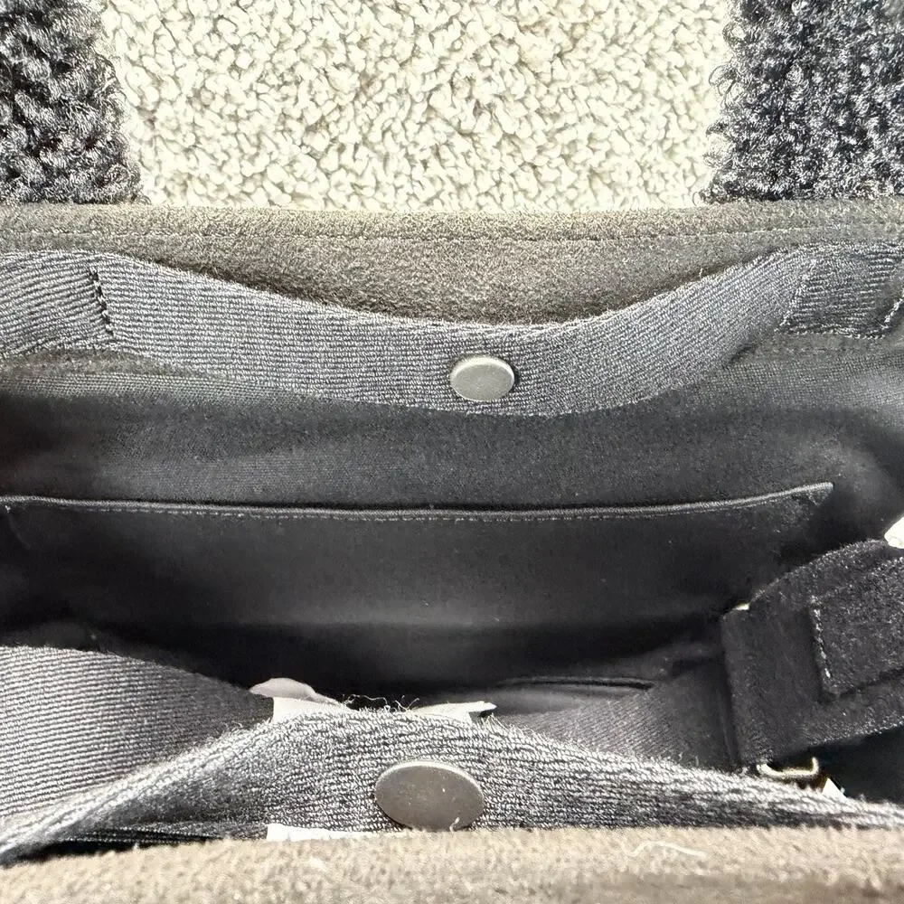 lululemon Boxy Mini Tote Bag 4.5L Black Faux Shearling Trim Handbag Purse New